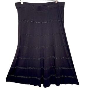 Inc International Black Crystal Embellished Maxi Skirt Size 1X Comfort Waist